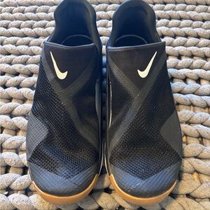 Nike Black “Fly Ease” Slip-On Training Shoes with White Swoosh and Gum Outsole